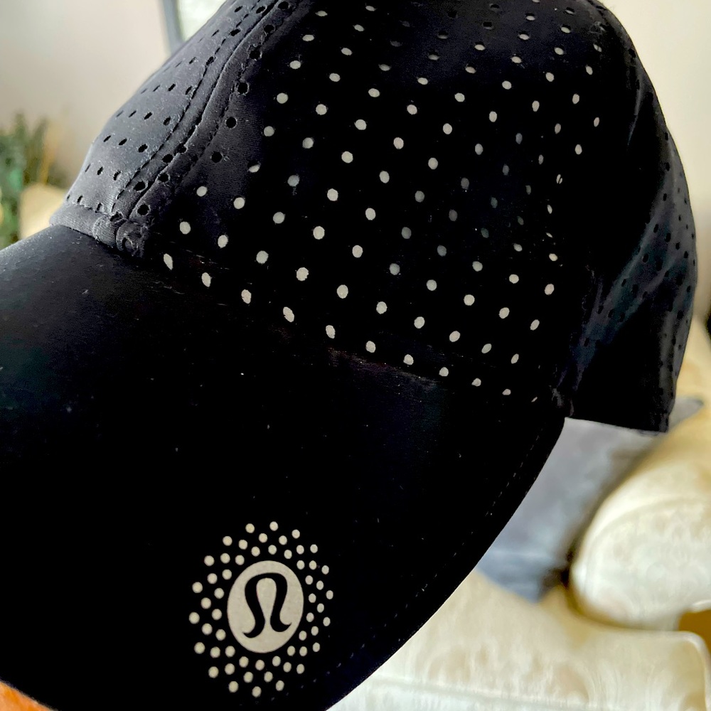 Lululemon ball cap. Rare cap with logo. Breathable. Black with silver logo.